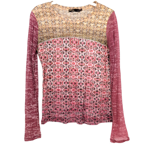 Prana Long Sleeve Multicolor Burnout Lottie Semi Sheer Boho Gorpcore Top Medium - Picture 1 of 10